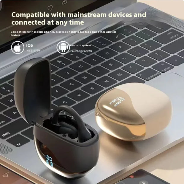 Open-Ear Bluetooth Wireless Headset with Ear Hook, Long Battery Life