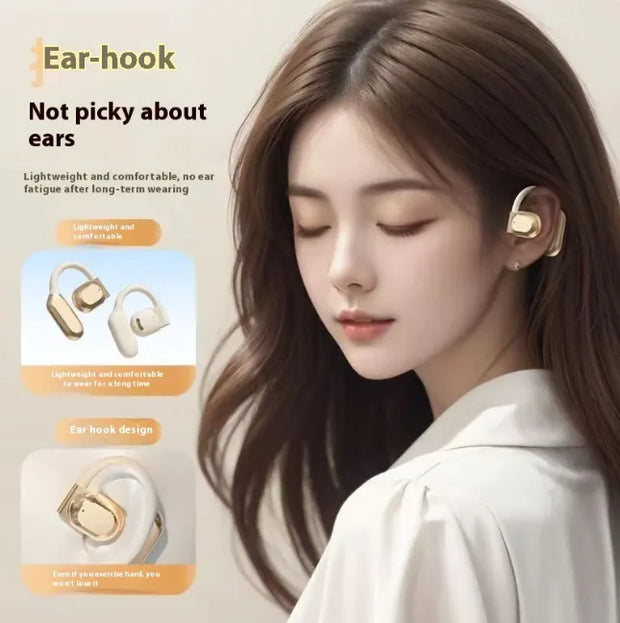 Open-Ear Bluetooth Wireless Headset with Ear Hook, Long Battery Life
