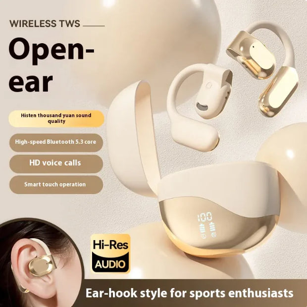 Open-Ear Bluetooth Wireless Headset with Ear Hook, Long Battery Life